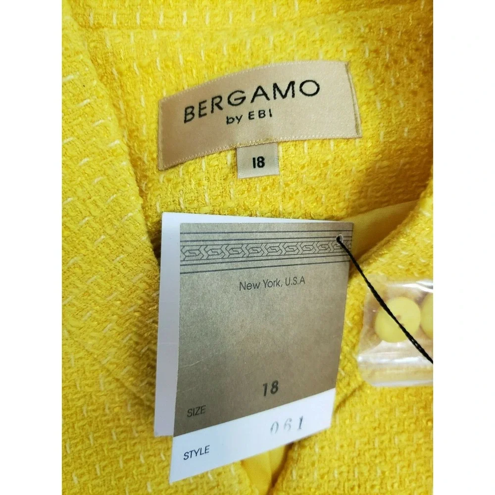 NWT Bergamo By EBI women's‎ Lined Yellow Tweed Jacket size 18 V37